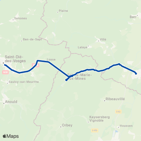 TER Fluo (Grand Est) Selestat - St Die des Vosges map