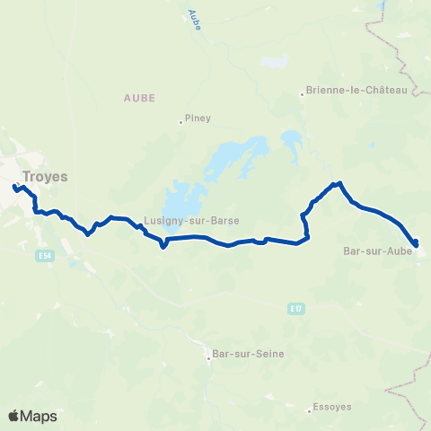 TER Fluo (Grand Est) Troyes - Vendeuvre - Chaumont map