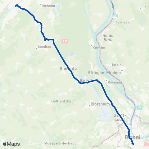 TER Fluo (Grand Est) Mulhouse - Bâle map