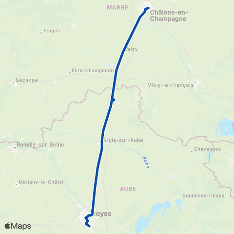 TER Fluo (Grand Est) Troyes - Châlons - Reims map