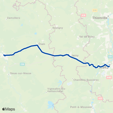 TER Fluo (Grand Est) Metz - Verdun map