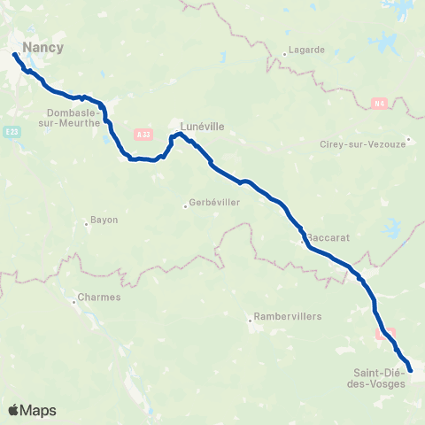 TER Fluo (Grand Est) Nancy - St Die des Vosges map
