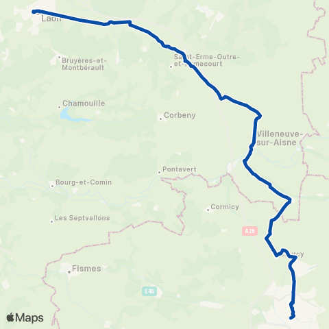 TER Fluo (Grand Est) Reims - Laon map