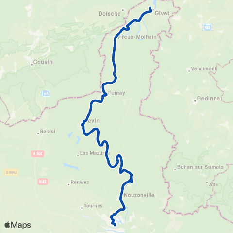 TER Fluo (Grand Est) Charleville - Givet map