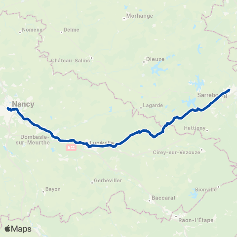 TER Fluo (Grand Est) Strasbourg - Nancy map