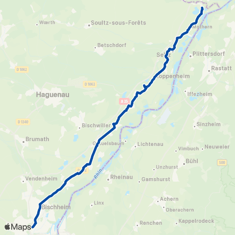 TER Fluo (Grand Est) Strasbourg - Lauterbourg - Woerth map