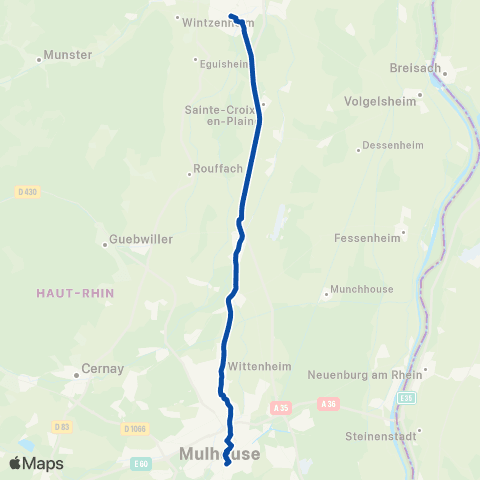 TER Fluo (Grand Est) Strasbourg-Mulhouse map