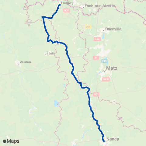 TER Fluo (Grand Est) Nancy - Longwy map