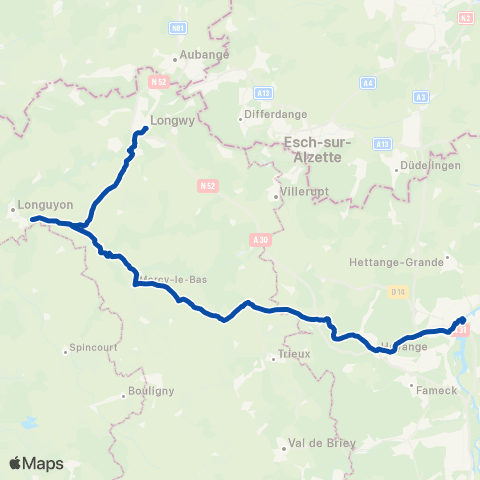 TER Fluo (Grand Est) Thionville - Longwy map