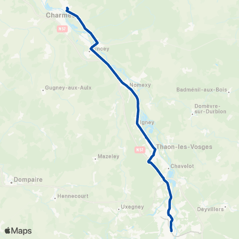 TER Fluo (Grand Est) Nancy - Remiremont map