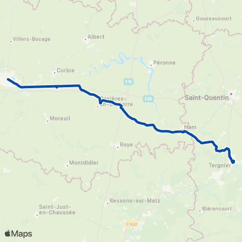 TER Hauts-de-France Amiens - Tergnier - Laon map
