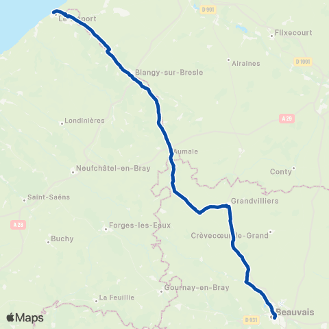 TER Hauts-de-France Beauvais - Abancourt - le Tréport map