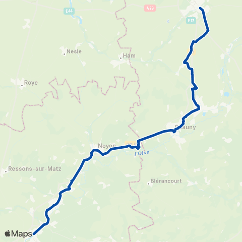 TER Hauts-de-France Saint-Quentin - Compiègne map