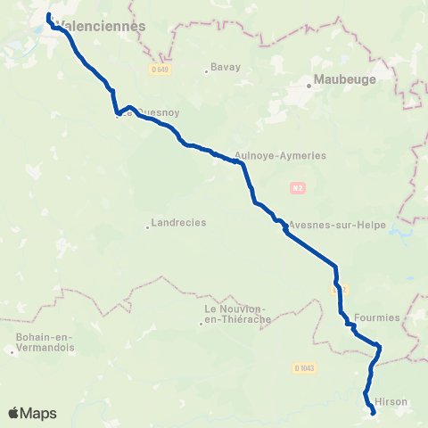 TER Hauts-de-France Lille Flandres - Hirson - (Charleville - Mézières) map