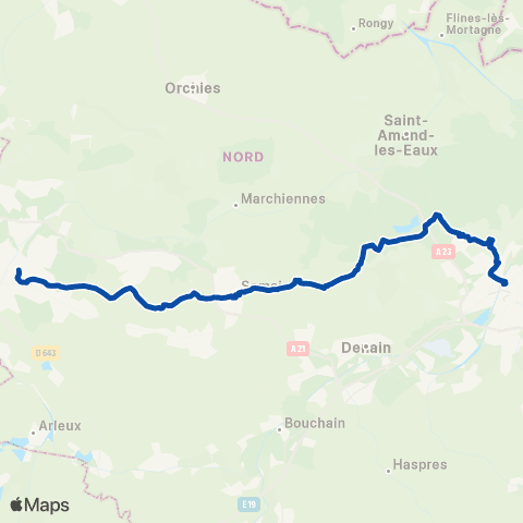 TER Hauts-de-France Douai - Valenciennes map