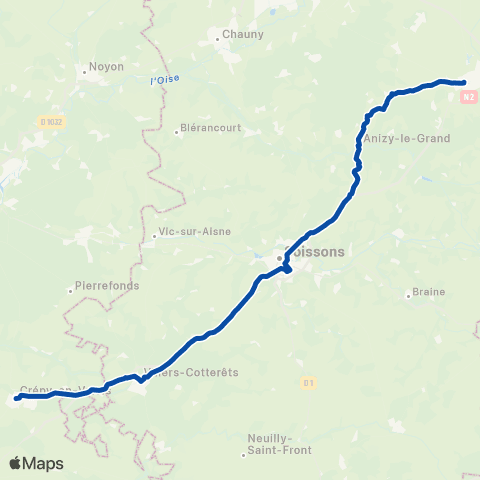 TER Hauts-de-France Paris Nord - Laon map
