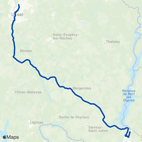 TER Nouvelle-Aquitaine Ussel - Bort les Orgues map