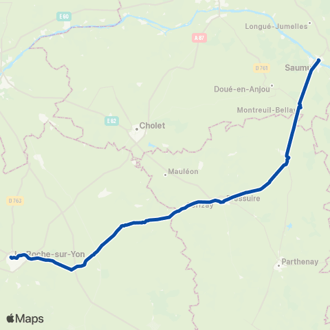 TER Nouvelle-Aquitaine Saumur - Thouars - Bressuire map