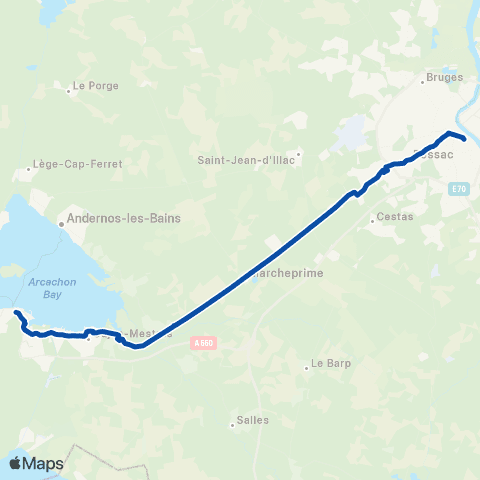 TER Nouvelle-Aquitaine Libourne - Bordeaux - Arcachon map