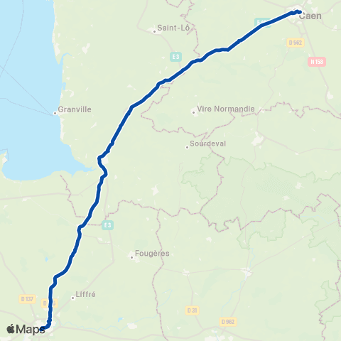 TER Nomad (Normandie) Caen - Granville - Rennes map
