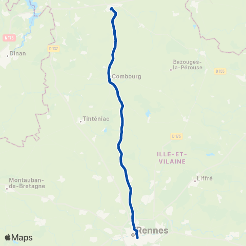 TER Nomad (Normandie) Caen - Coutances - Granville - Rennes map