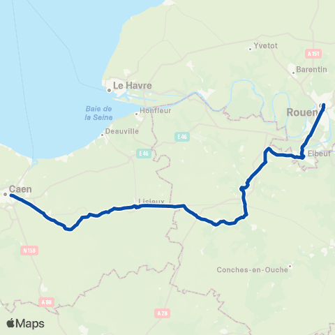 TER Nomad (Normandie) Caen - Rouen map