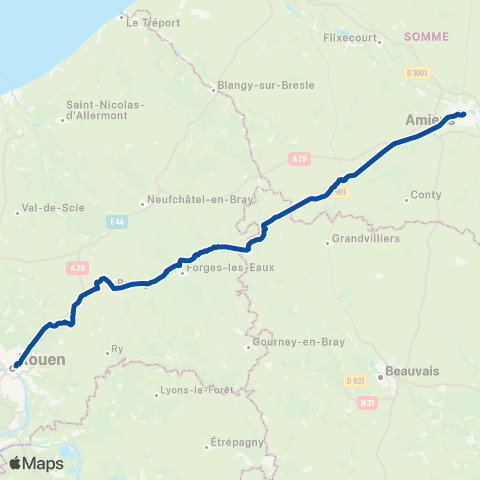 TER Nomad (Normandie) Rouen - Amiens map