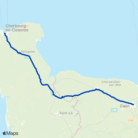 TER Nomad (Normandie) Paris - Cherbourg map