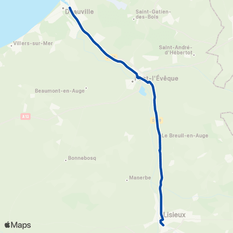 TER Nomad (Normandie) Lisieux - Deauville map