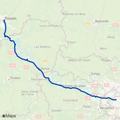 TER Nomad (Normandie) Rouen - Vernon - Paris map