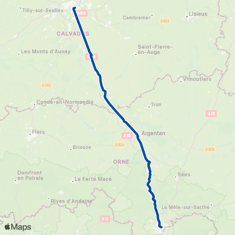 TER Nomad (Normandie) Caen - le Mans - Tours map