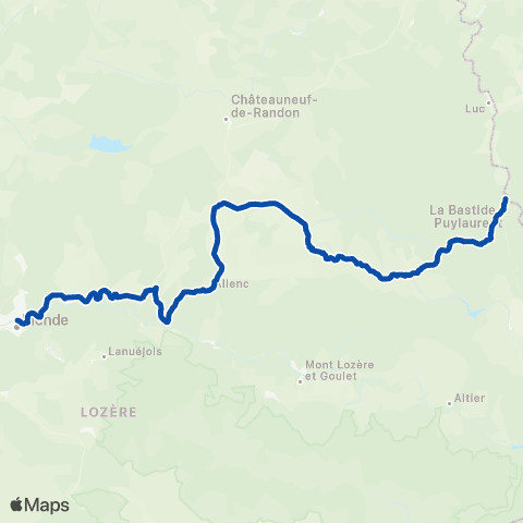 TER liO (Occitanie) La Bastide St Laurent l Bains - Langogne map