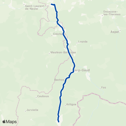 TER liO (Occitanie) Montrejeau Gourdan Polignan - Luchon map