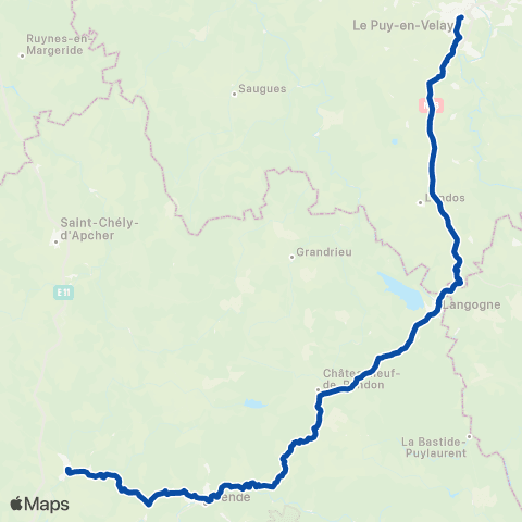 TER liO (Occitanie) Le Puy en Velay - Marvejols map