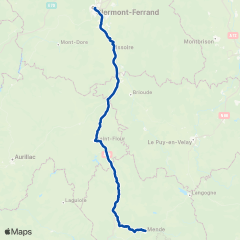 TER liO (Occitanie) Clermont - Mende map