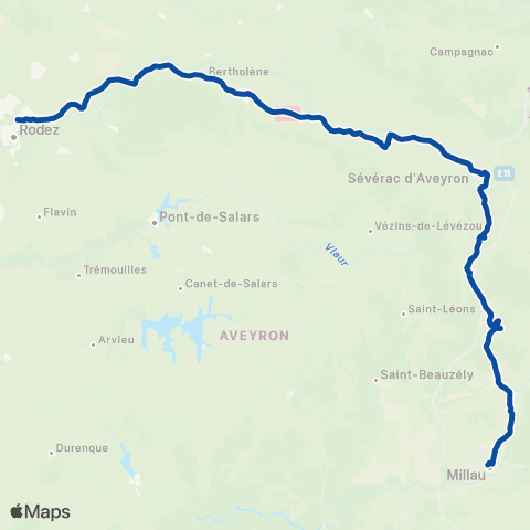 TER liO (Occitanie) Rodez - Millau map