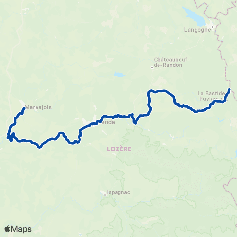 TER liO (Occitanie) Langogne - Marvejols - St Chély d'Apcher map