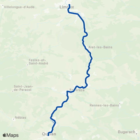 TER liO (Occitanie) Limoux - Carcassonne map