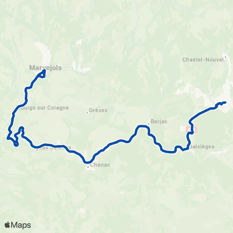 TER liO (Occitanie) Nimes - Mende map