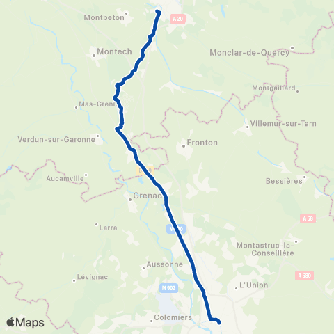 TER liO (Occitanie) Toulouse Matabiau - Brive la Gaillarde map