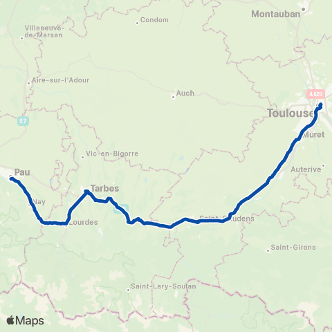 TER liO (Occitanie) Toulouse Matabiau - Pau map