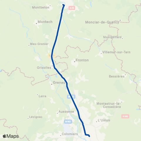 TER liO (Occitanie) Toulouse Matabiau - Agen map