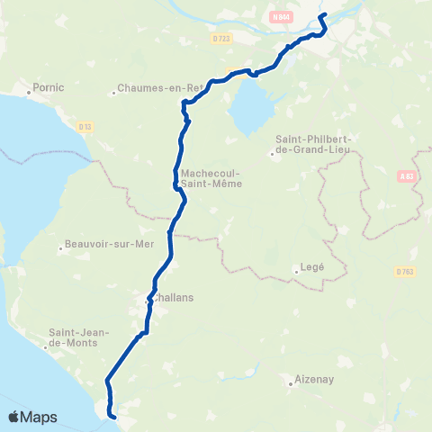 TER Aléop (Pays de la Loire) Nantes - Challans - St-Gilles-Croix-de-Vie map