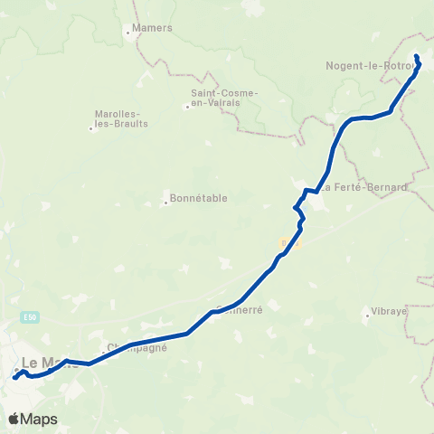 TER Aléop (Pays de la Loire) Le Mans - Paris Montparnasse map