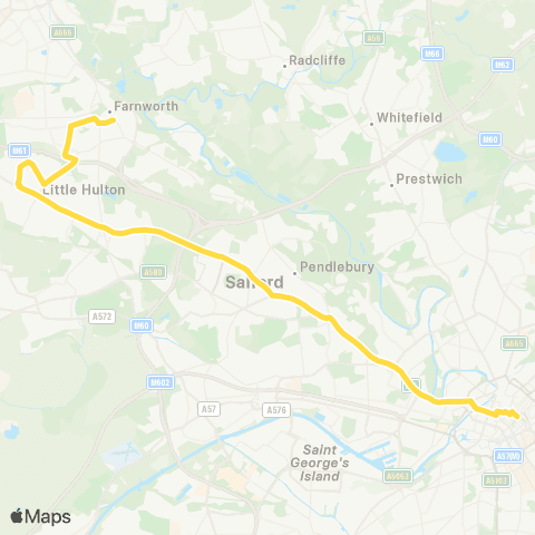 Bee Network Farnworth Bus Sta - Piccadilly Gardens map