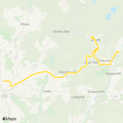 Bee Network Saddleworth School - Oldham Bus Station map