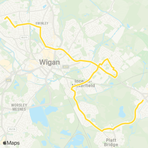 Bee Network St John Fisher HS - Hindley Health Ctr map