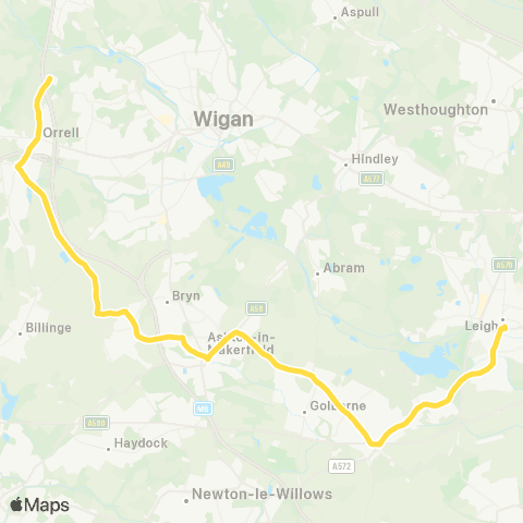 Bee Network St John Rigby College - Leigh Bus Sta map