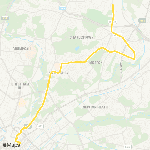 Bee Network Middleton Bus Depot - Piccadilly Gardens map