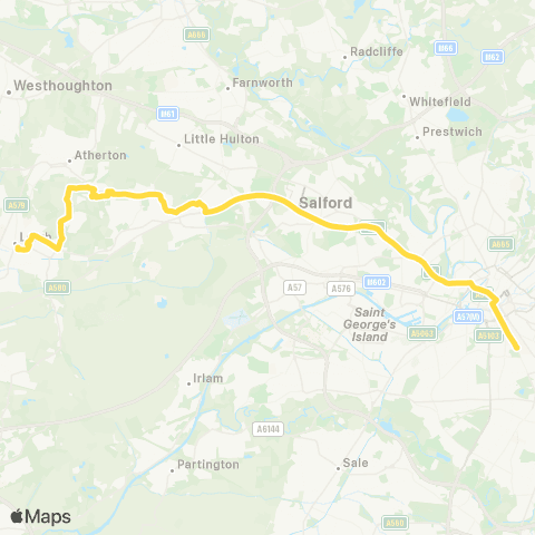 Bee Network Leigh Bus Sta - Manchester Royal Infirmary map